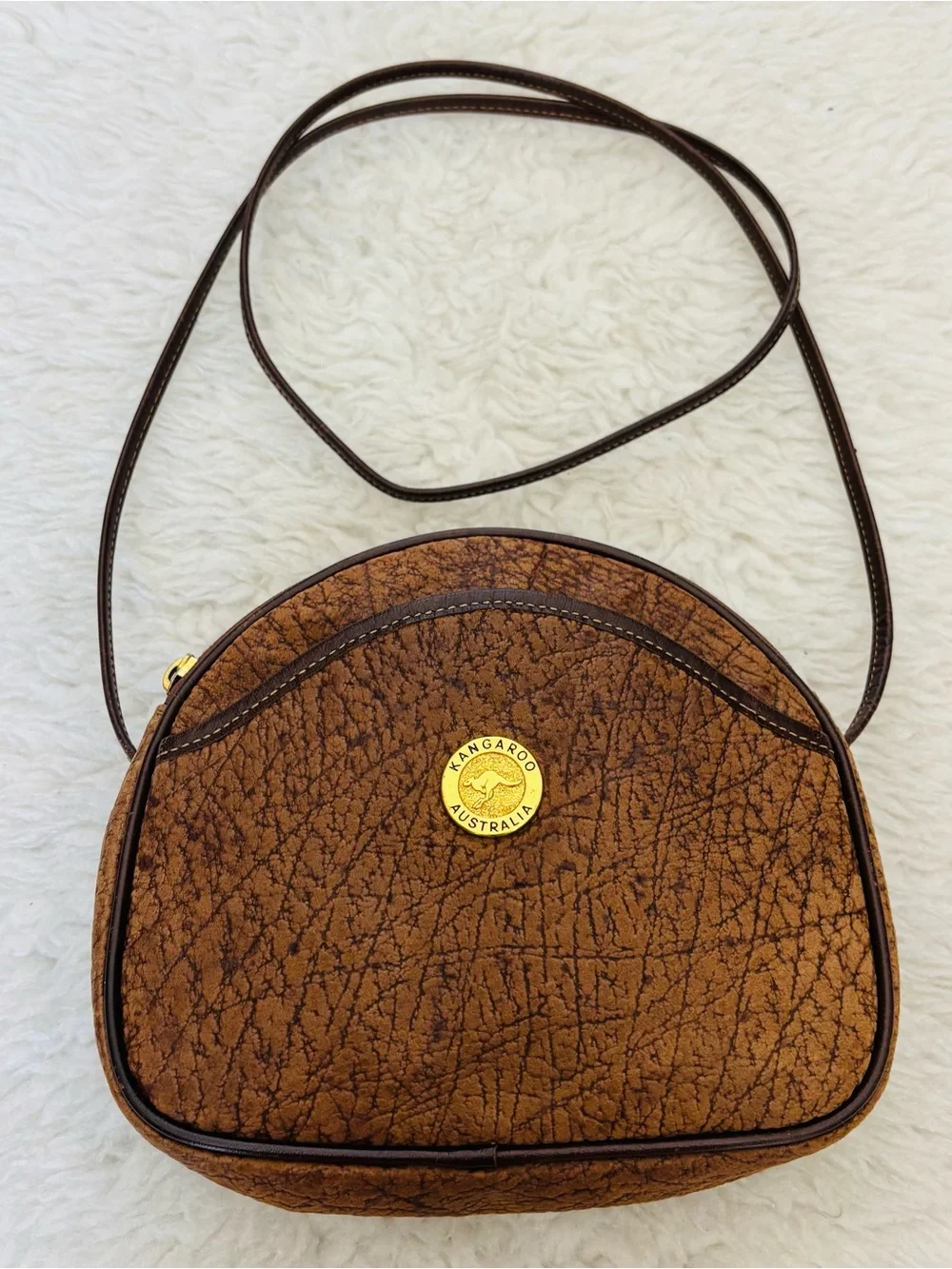 Kangaroo Australia Genuine Brown Leather Small Shoulder Bag 7.5”x7”x2”